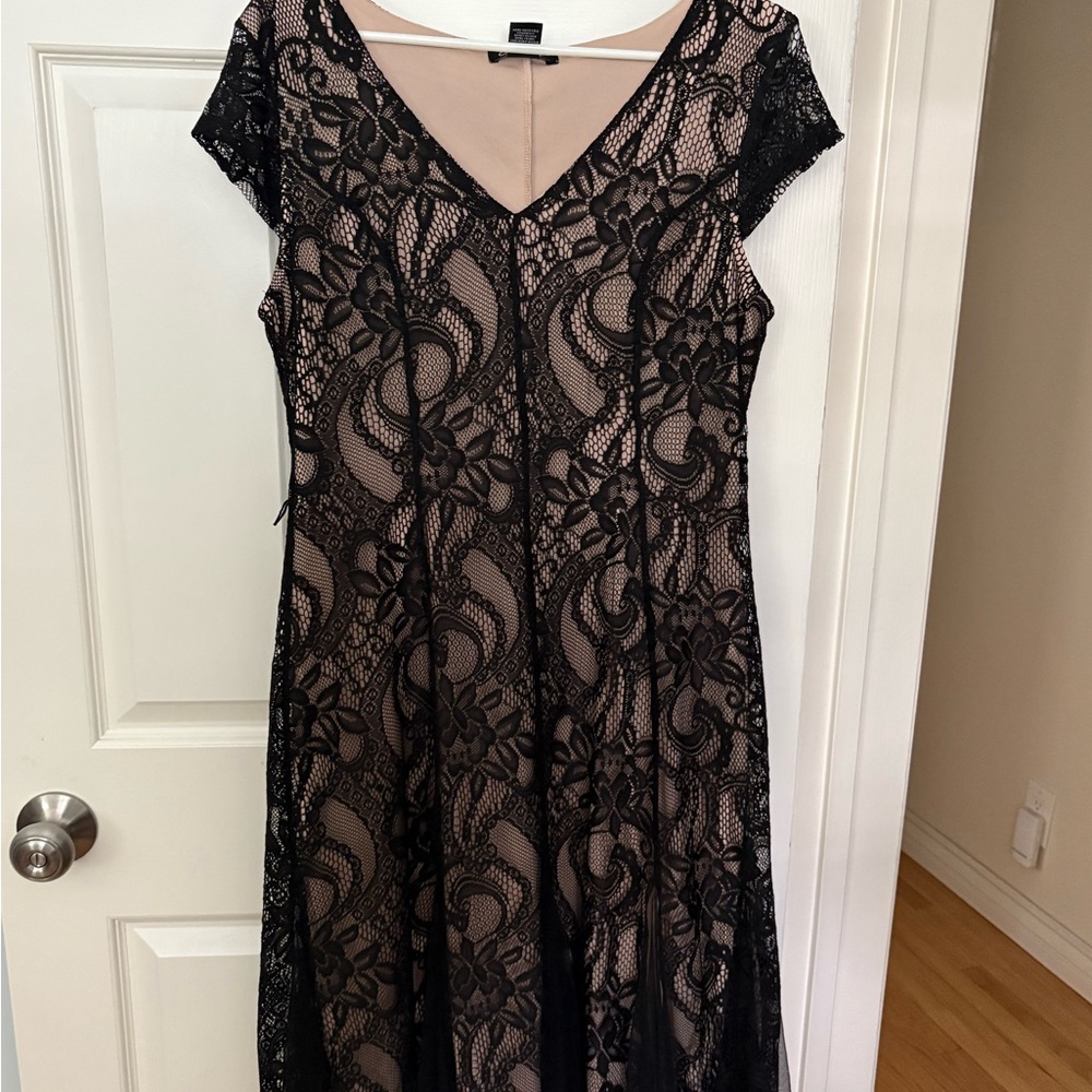 Candalite Elegant Black Floral Lace Dress